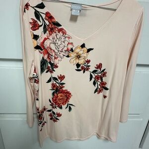 Chico's Size 1 Ladies Floral Shirt